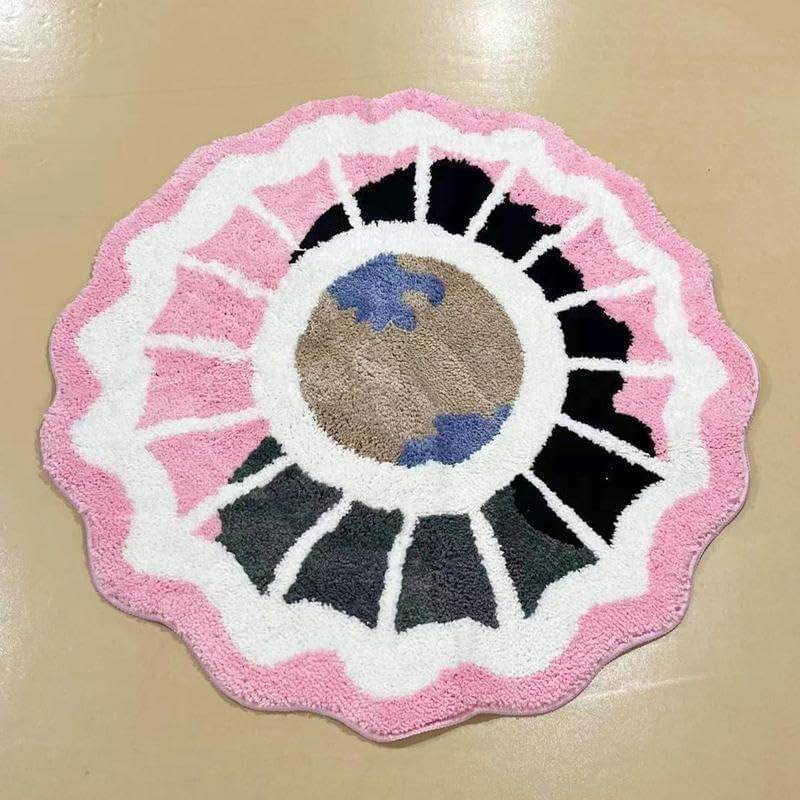LAKEA Plush Geographical World Map Round Rug - Soft, Thick, Educational Non-Slip Carpet, Easy Clean, Durable Polyester Global Decor, Machine Washable