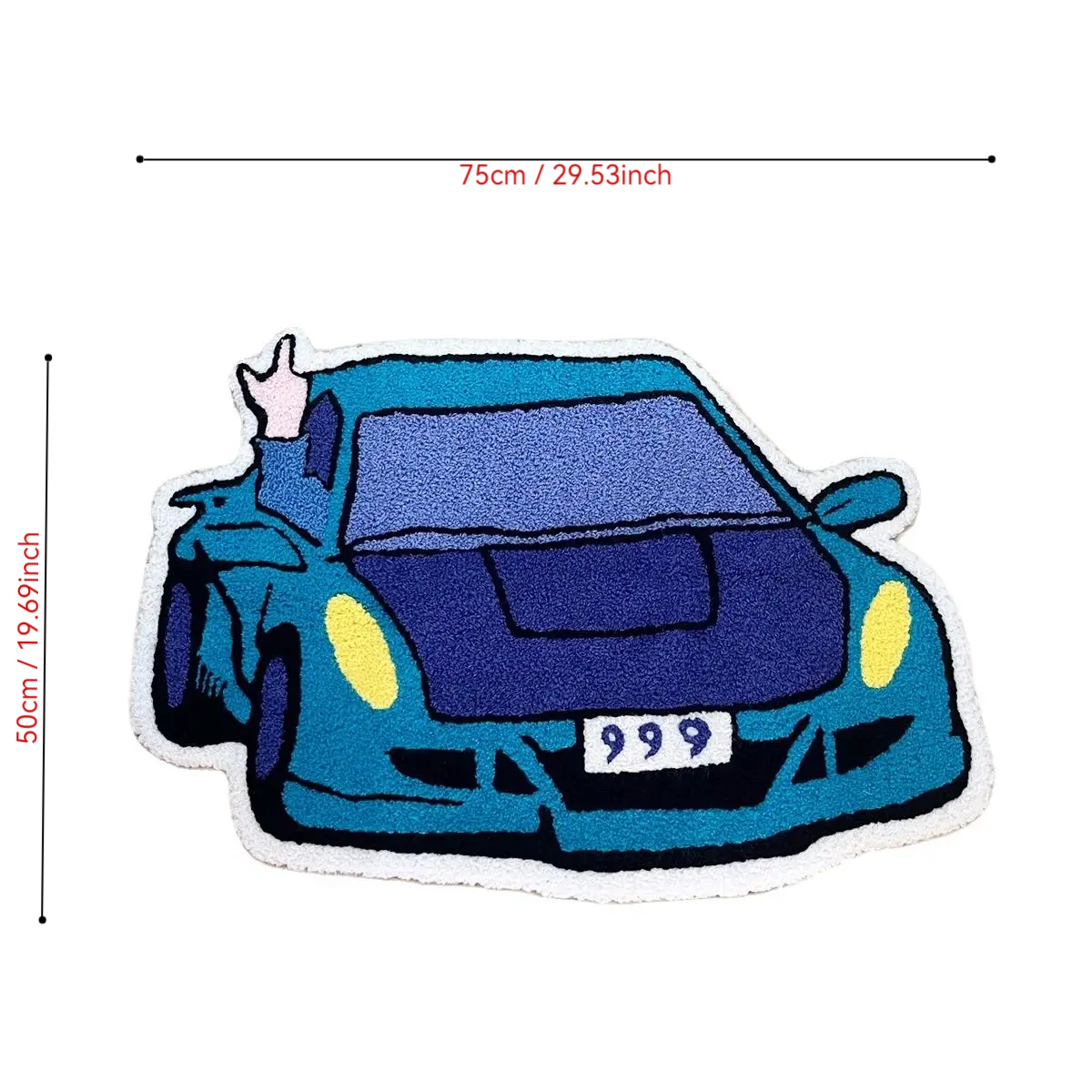 Cute Cartoon Sports Car Shaped Rug - Soft Fluffy Floor Mat for Kids Bedroom Living Room, Anti-Slip Door Mat Home Decor 