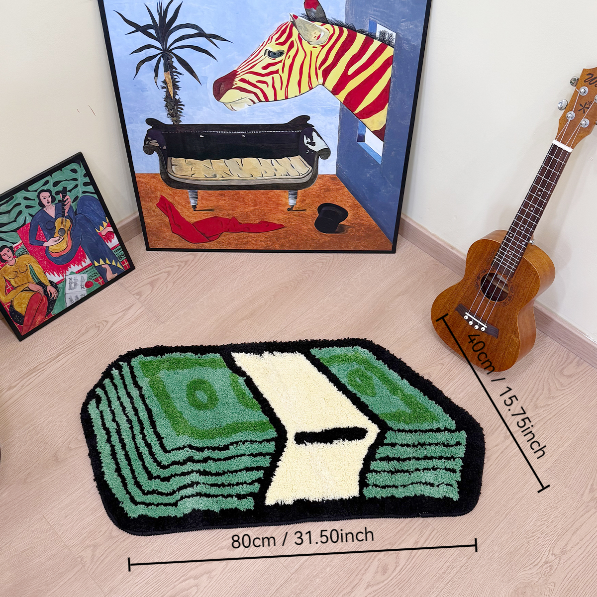 Cartoon Dollar Green Tufted Rug Bathroom Mat Bathmat Rug Carpet Entrance Doormat Floor Anti Slip Foot Pad Aesthetic Home Decor