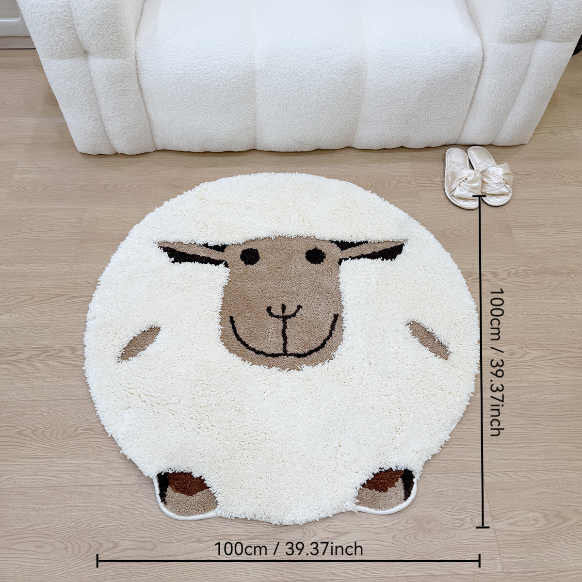Cute Sheep Tufted Flocking Carpet Dormitory Mat Anti-slip Soft Floor Mat Bedroom Cartoon Fluffy Bedside Rug Fans Gift Home Decor