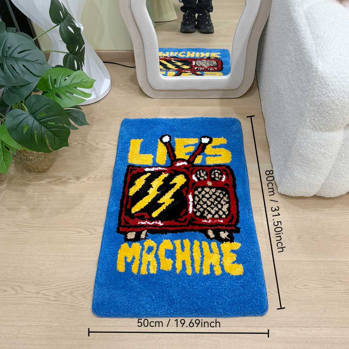 Rectangle Tufted Blue Living Room Rug Lie Machine Design Bathroom Rug Soft Bedroom Cloakroom Bathroom Mat Floor Pad Aesthetic