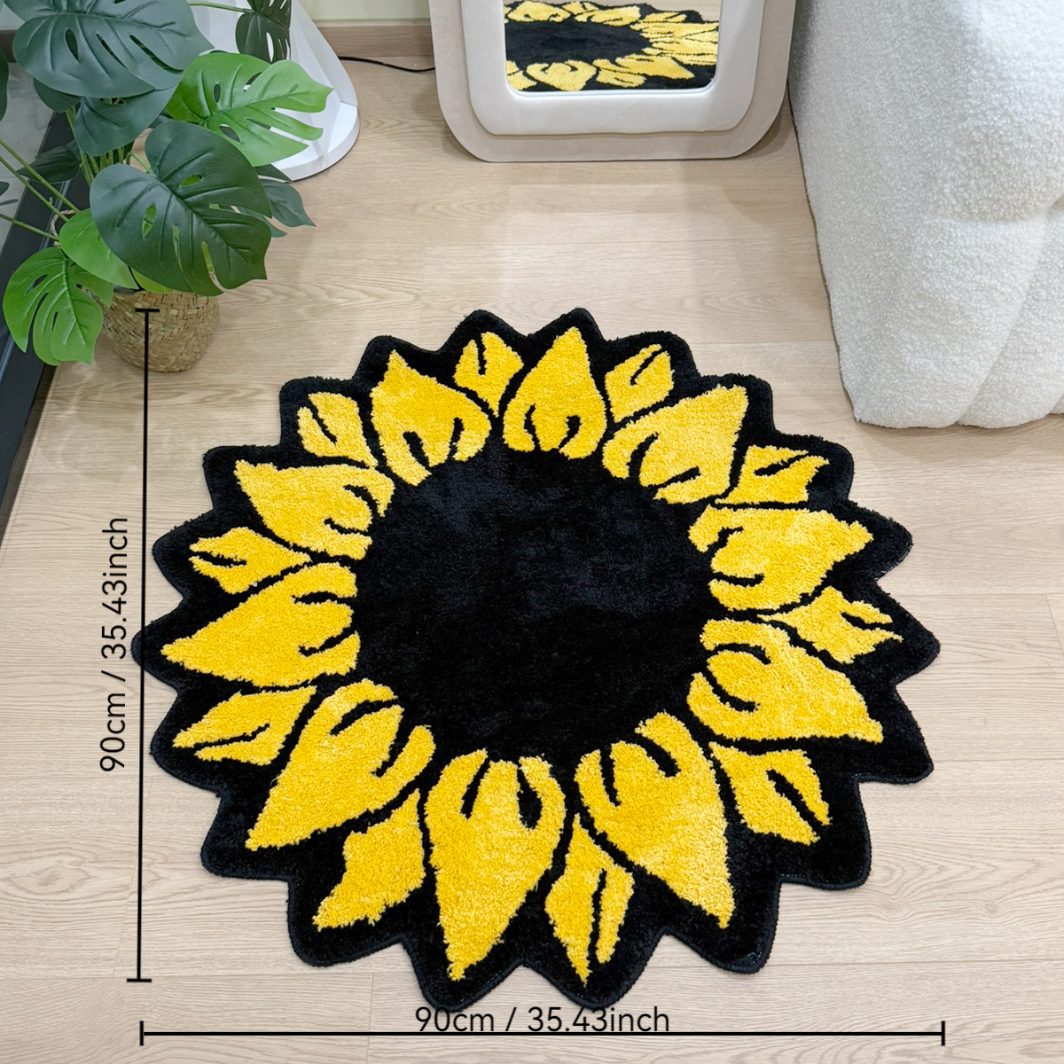 Sunflower Tufting Rug Bedroom Bathroom Mat Soft Plants Living Room Carpet Bedside Floor Pad Doormat Tidy Aesthetic Home Decor