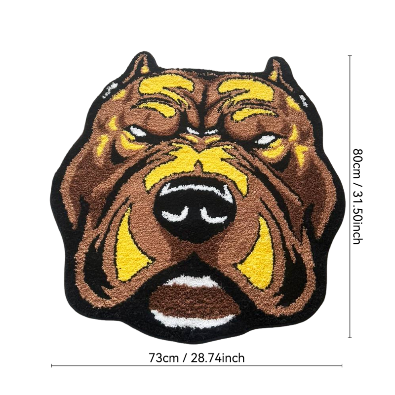 Vibrant Pitbull Head Tufted Rug - Soft Plush Anti-Slip Floor Mat for Pet Lovers, Bedroom & Living Room Decor, Unique Street Style Carpet