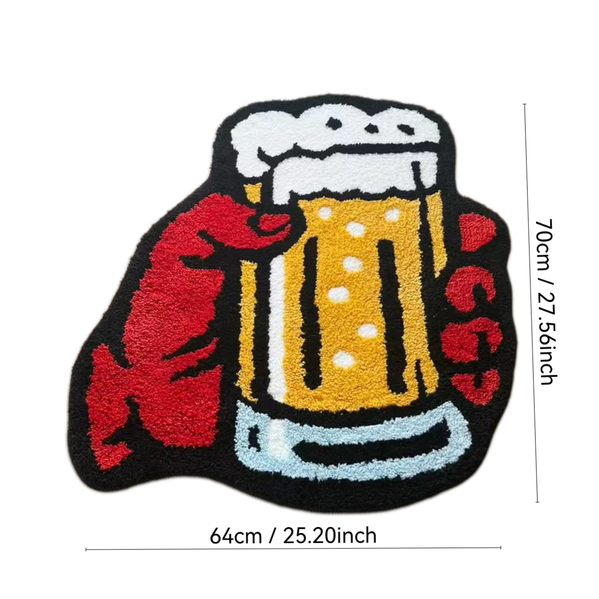 Beer Mug & Claw Tufted Rug - Vibrant Cartoon Style Anti-Slip Floor Mat for Home Bar & Kitchen Decor.