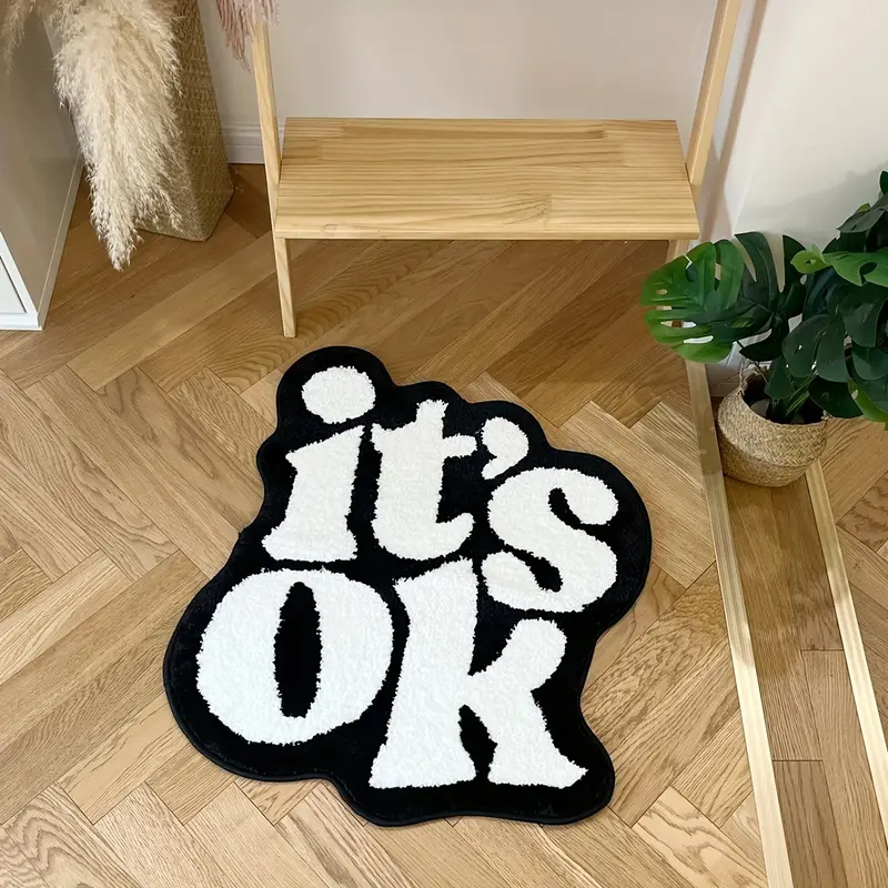 1pc, Soft & Absorbent Polyester Rug, Unique Irregular Shape For Living Room, Bedroom Decor, Non-Slip Rubber Back, Ideal Housewarming Gift, Home Decor, Room Decor