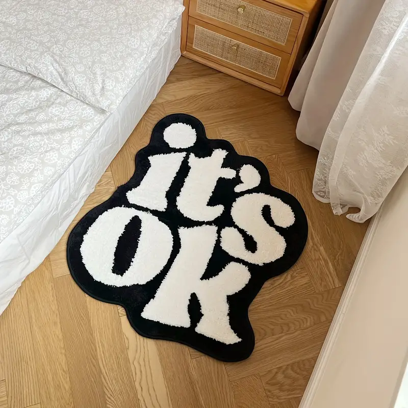 1pc, Soft & Absorbent Polyester Rug, Unique Irregular Shape For Living Room, Bedroom Decor, Non-Slip Rubber Back, Ideal Housewarming Gift, Home Decor, Room Decor