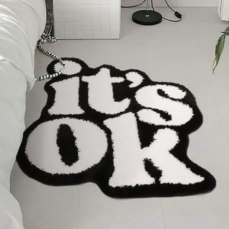 1pc, Soft & Absorbent Polyester Rug, Unique Irregular Shape For Living Room, Bedroom Decor, Non-Slip Rubber Back, Ideal Housewarming Gift, Home Decor, Room Decor