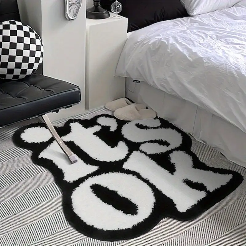 1pc, Soft & Absorbent Polyester Rug, Unique Irregular Shape For Living Room, Bedroom Decor, Non-Slip Rubber Back, Ideal Housewarming Gift, Home Decor, Room Decor