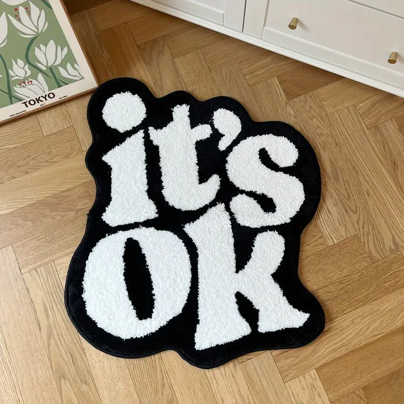 1pc, Soft & Absorbent Polyester Rug, Unique Irregular Shape For Living Room, Bedroom Decor, Non-Slip Rubber Back, Ideal Housewarming Gift, Home Decor, Room Decor