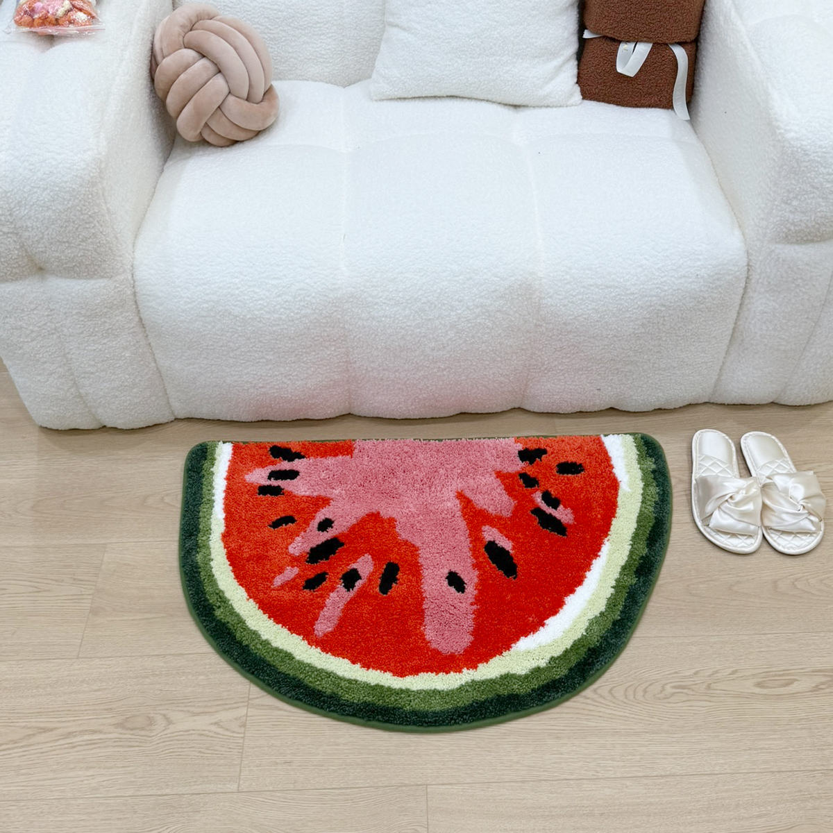 Holiday Tufting Watermelon Bathroom Mat Soft Fluffy Fruit Bedroom Carpet Bathmat Area Floor Pad Doormat Aesthetic Home Room