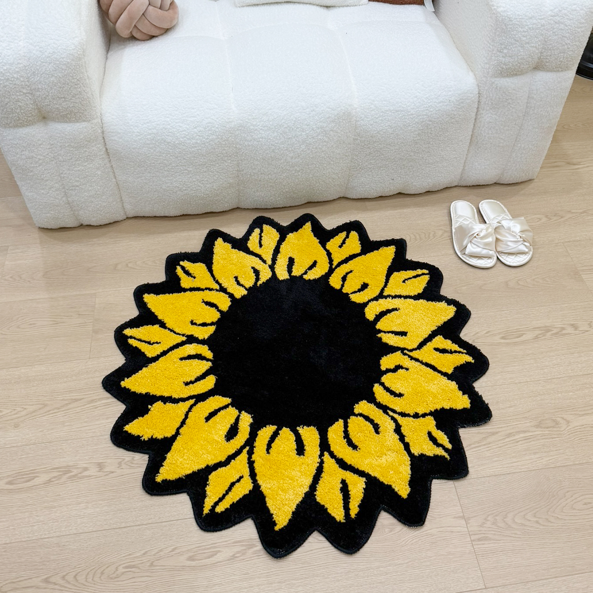 Sunflower Tufting Rug Bedroom Bathroom Mat Soft Plants Living Room Carpet Bedside Floor Pad Doormat Tidy Aesthetic Home Decor