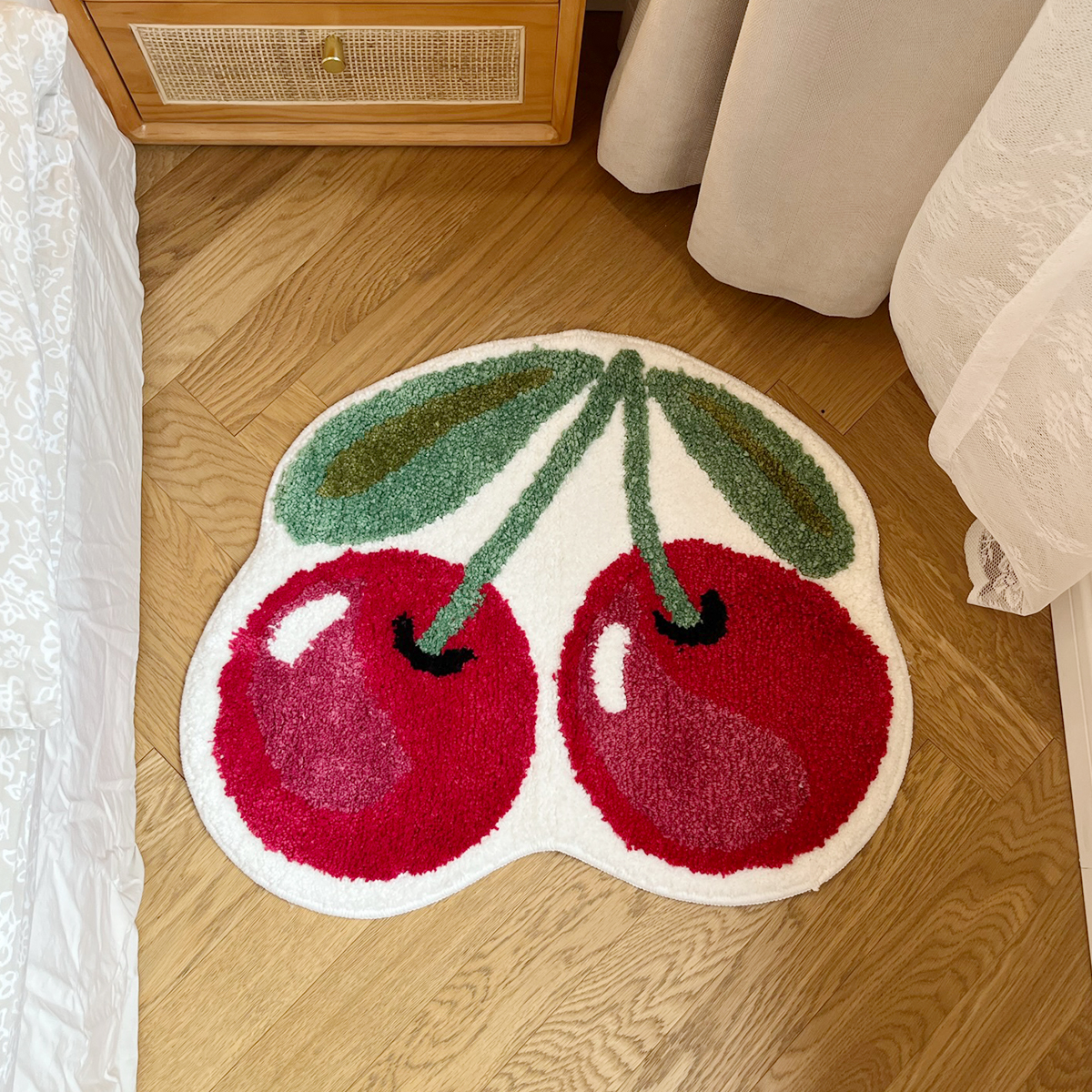  Cherry Handmade Tufting Rug Door Mat Soft Fluffy Room Bedsize Rug Absorbent Non-slip Washable Bathroom Floor Mats Doormat