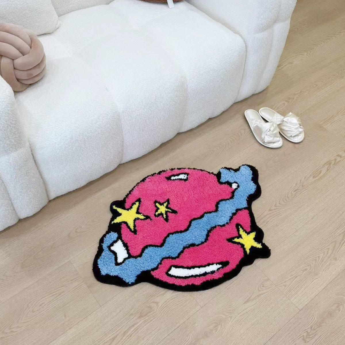 Hot Selling Pink Planet Tufted Rug Living Area Bedroom Flooring Mat Fluffy Washable Anti Slip Room Home Decor Nursery Carpet Pad