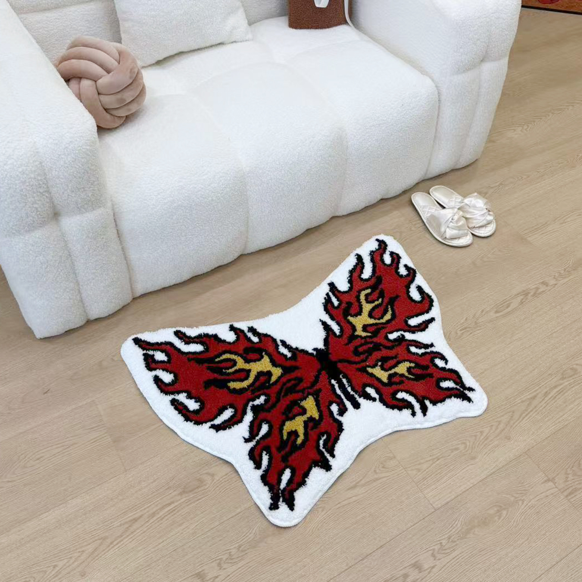Abstract Flame Butterfly Tufting Rug Antislip Carpet Mini Bathroom Mat for Girl Teen‘s Room Carpet House Decoration Bedside Rug