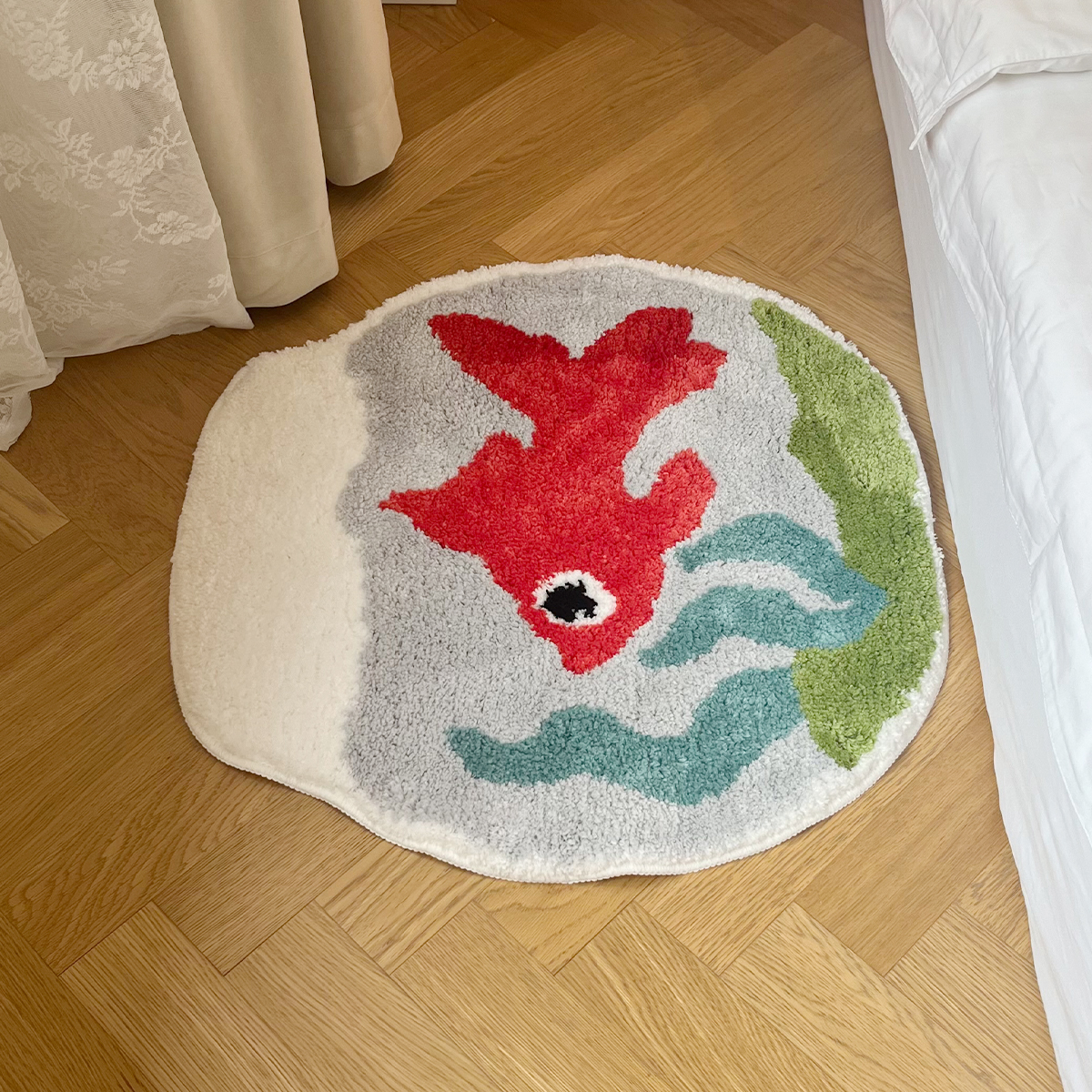 Cartoon Fish Tank Rug Soft Non Slip Decorative Carpet For Living Room One Piece Aesthetic Bedroom Floor Mat Home Decor Gifts