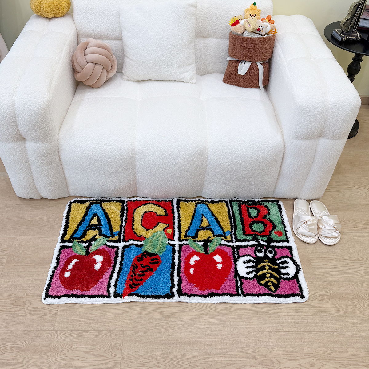 Soft Tufting ACAB Colorful Cute Bedroom Rug Carpet Bathroom Mat Floor Pad Room Bedside Doormat Aesthetic Home Winter Warm Decor