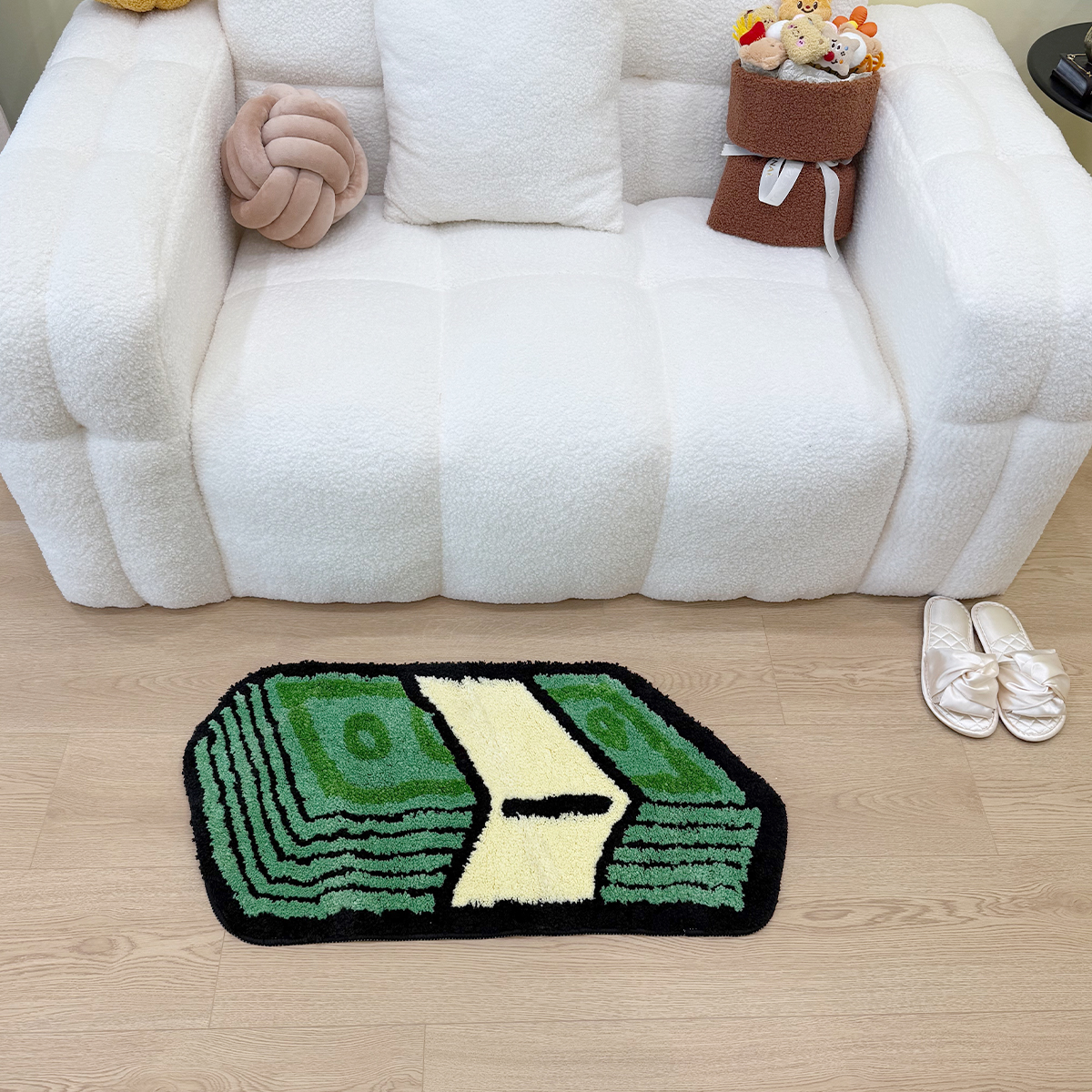 Cartoon Dollar Green Tufted Rug Bathroom Mat Bathmat Rug Carpet Entrance Doormat Floor Anti Slip Foot Pad Aesthetic Home Decor