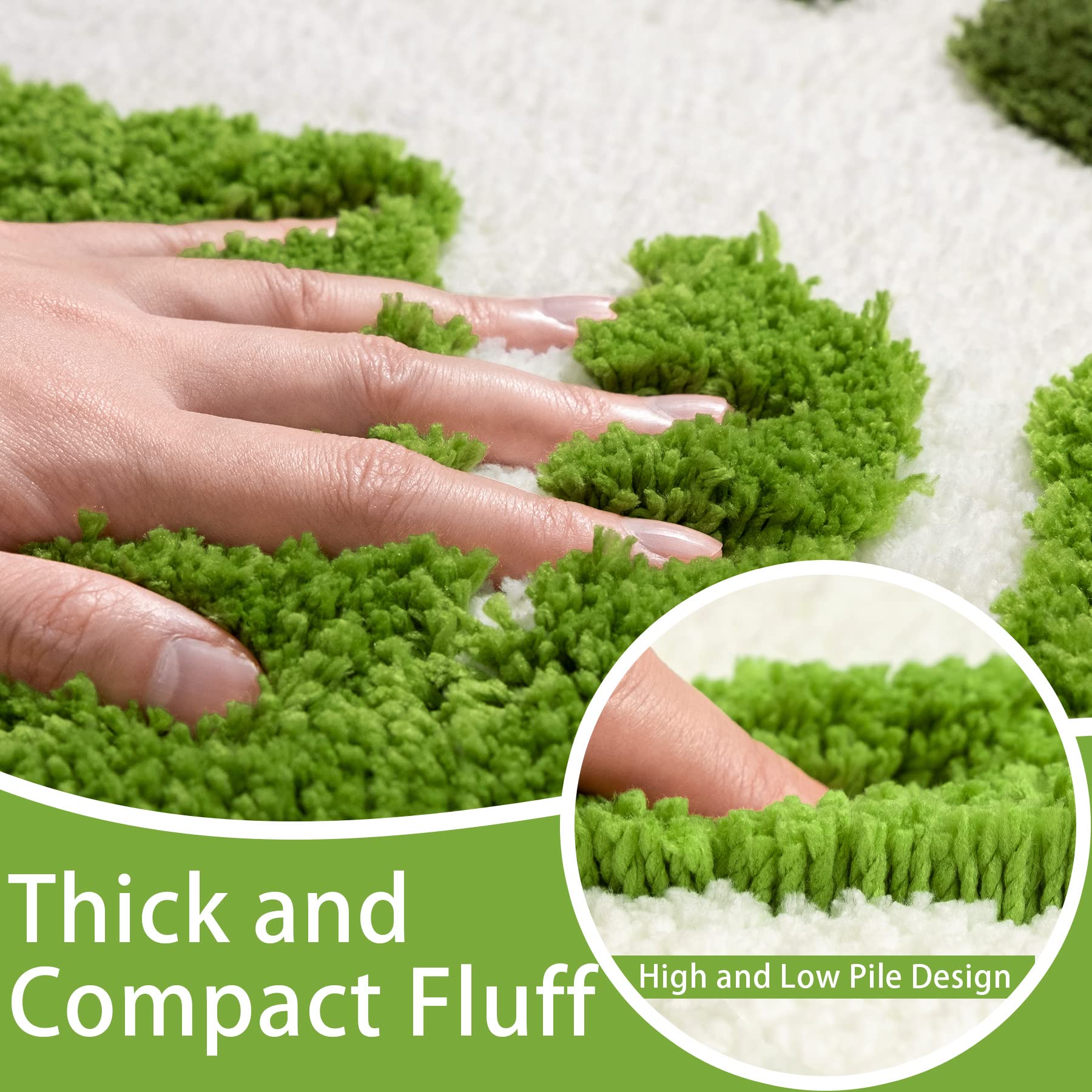 Fresh Green Tropical Leaf 3D Tufted Rug - White Base Soft Fluffy Floor Mat for Living Room Bedroom Home Decor, Monstera Plant Pattern Non-Slip Cozy Area Rug with Vibrant Botanical Design