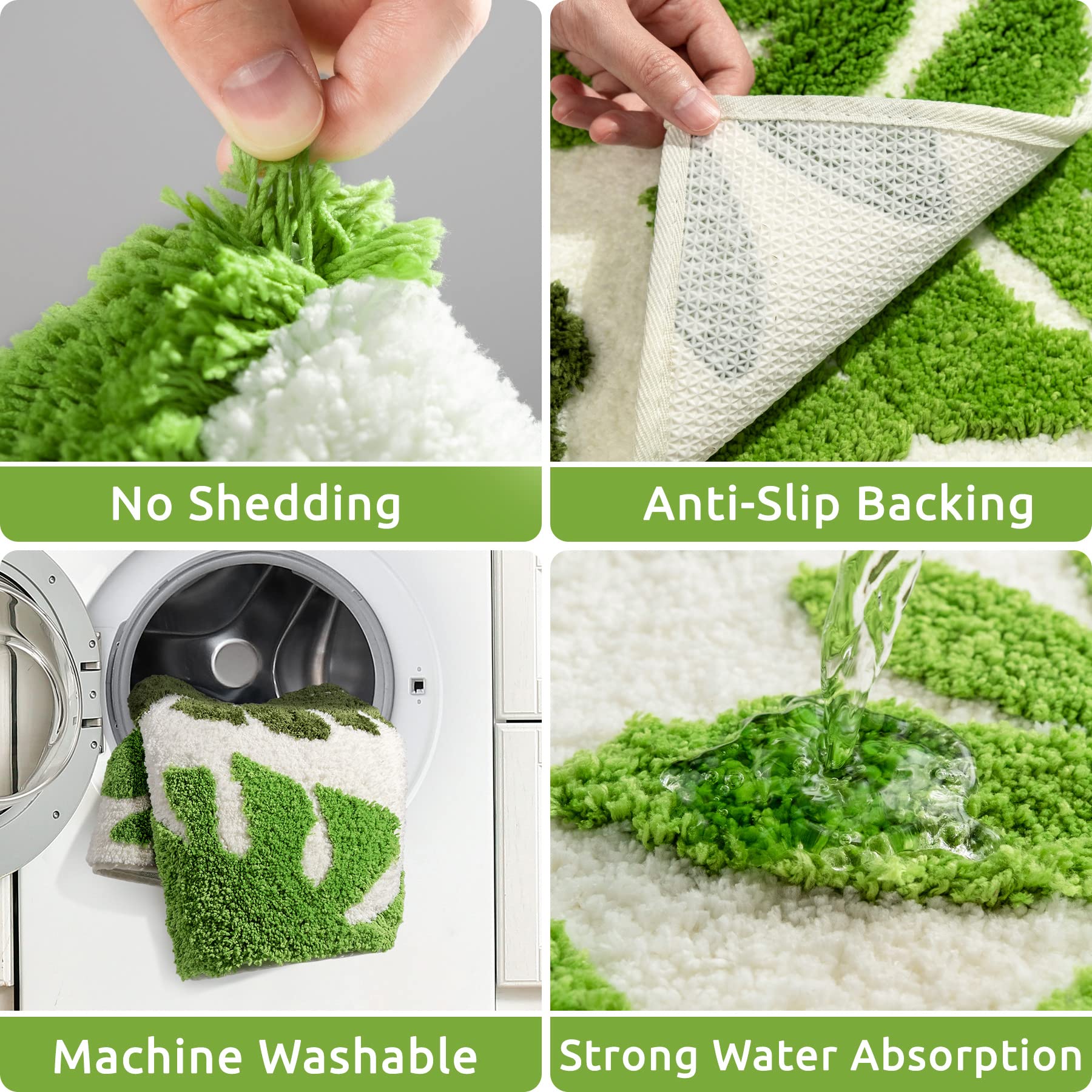 Fresh Green Tropical Leaf 3D Tufted Rug - White Base Soft Fluffy Floor Mat for Living Room Bedroom Home Decor, Monstera Plant Pattern Non-Slip Cozy Area Rug with Vibrant Botanical Design