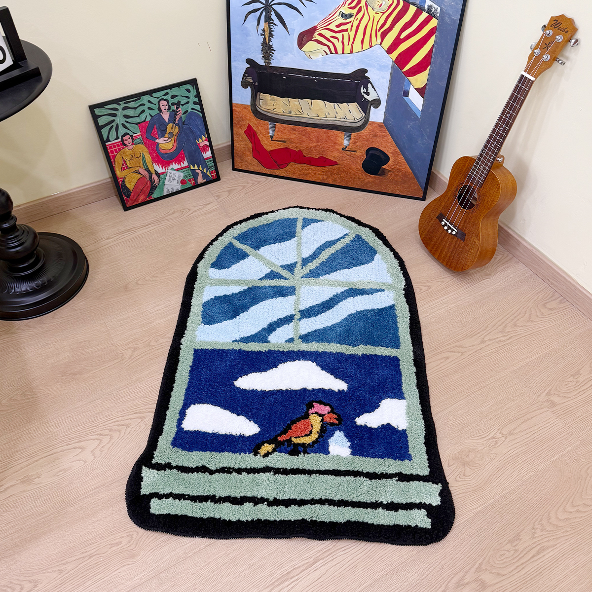 American Style Window Tufted Rug Household Bedroom Bedside Mat Creative Blanket Thickened Washable Flocking Non-Slip Floor Mat
