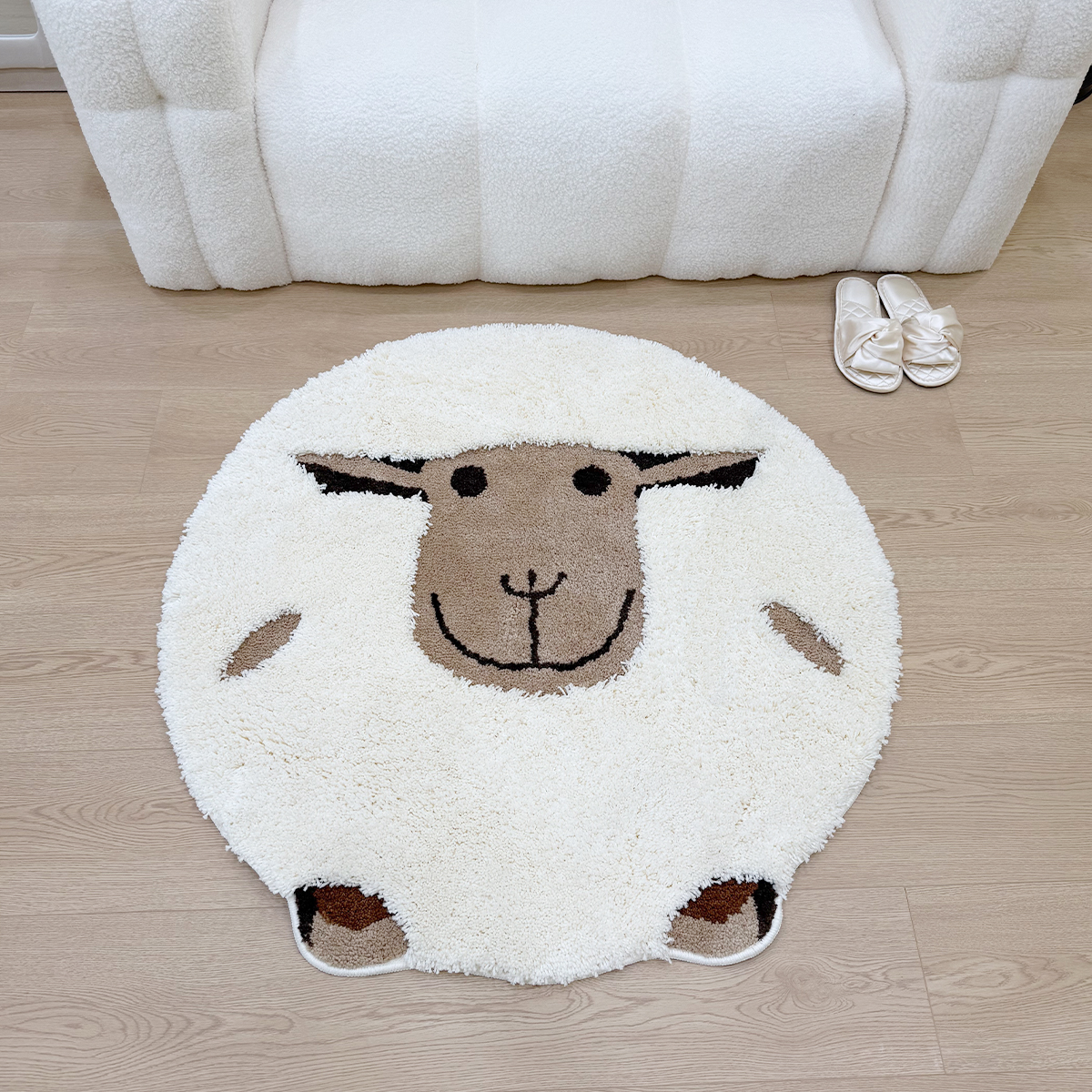 Cute Sheep Tufted Flocking Carpet Dormitory Mat Anti-slip Soft Floor Mat Bedroom Cartoon Fluffy Bedside Rug Fans Gift Home Decor