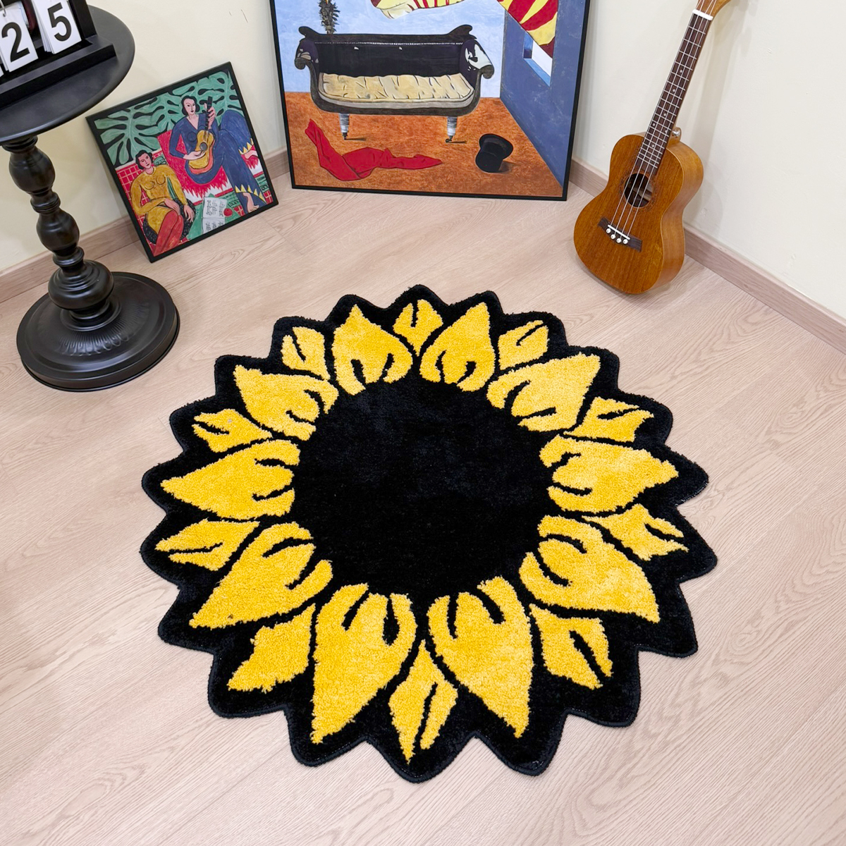 Sunflower Tufting Rug Bedroom Bathroom Mat Soft Plants Living Room Carpet Bedside Floor Pad Doormat Tidy Aesthetic Home Decor