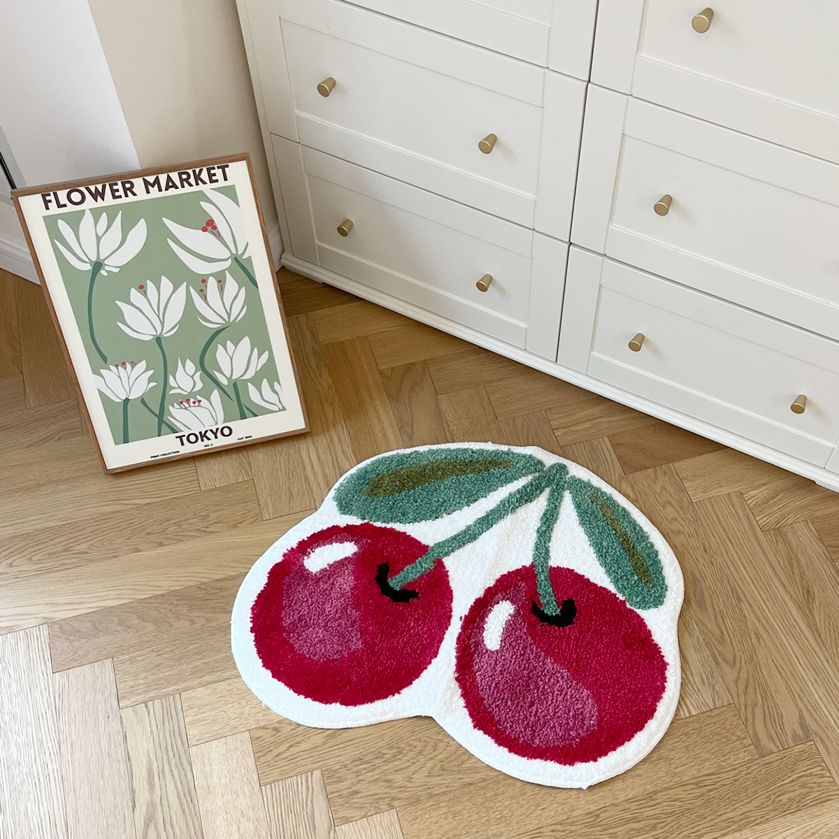  Cherry Handmade Tufting Rug Door Mat Soft Fluffy Room Bedsize Rug Absorbent Non-slip Washable Bathroom Floor Mats Doormat