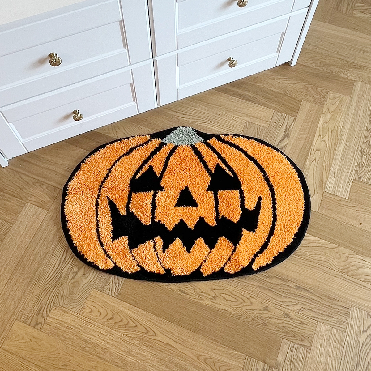 Halloween Pumpkin Tufted Rugs Bathroom Decor Non Slip Funny Cute Bath Mats For Bathroom Shower Tub Washable Absorbent Carpet