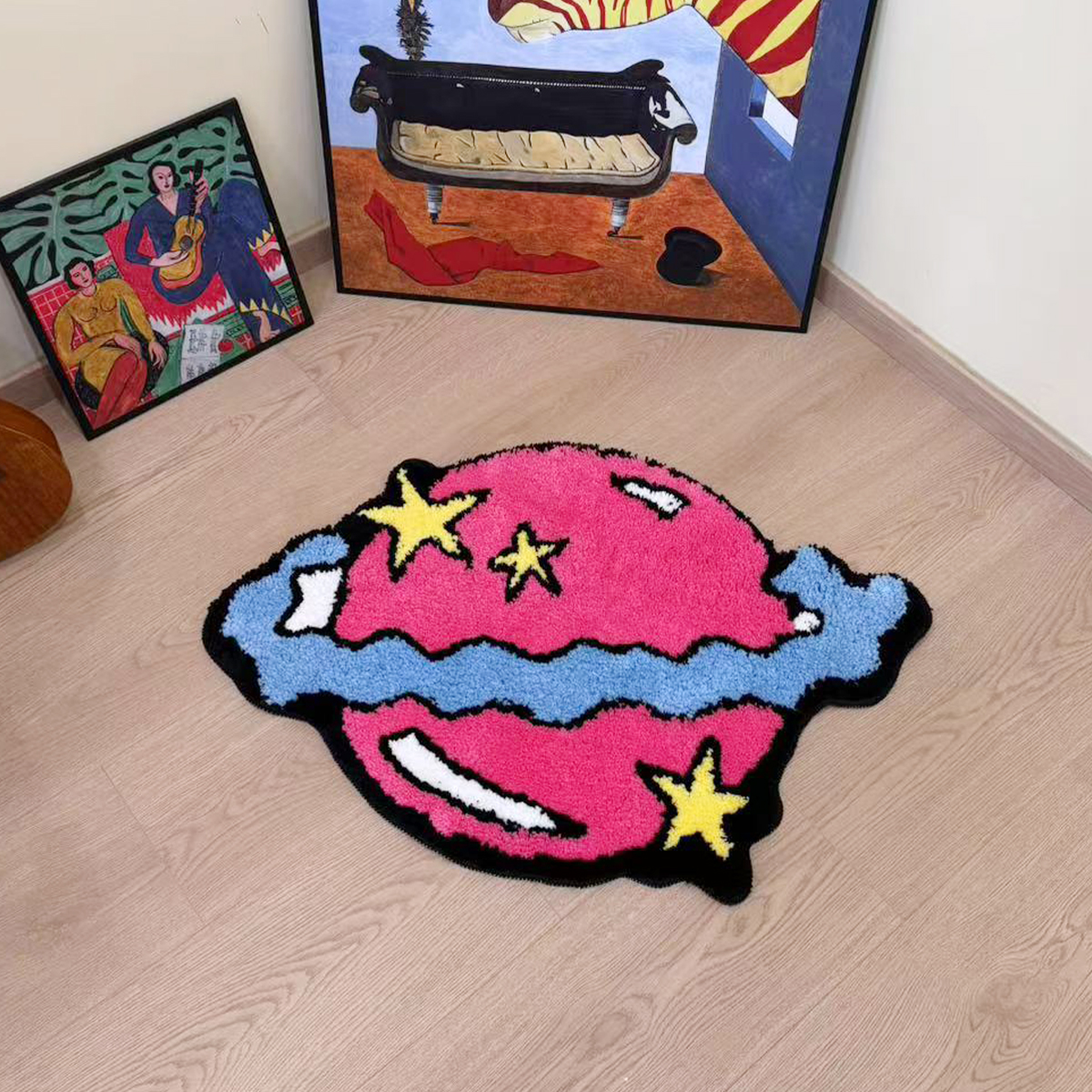 Hot Selling Pink Planet Tufted Rug Living Area Bedroom Flooring Mat Fluffy Washable Anti Slip Room Home Decor Nursery Carpet Pad