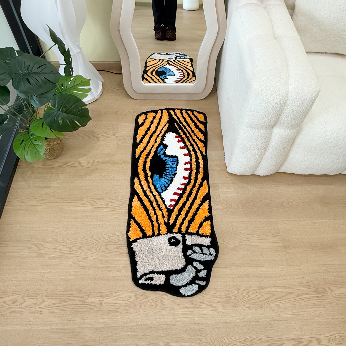 Eye Shape Yellow Lighter Small Rug Cool Mat Bathmat Rug Carpet Entrance Doormat Floor Anti Slip Foot Pad Aesthetic Home Decor