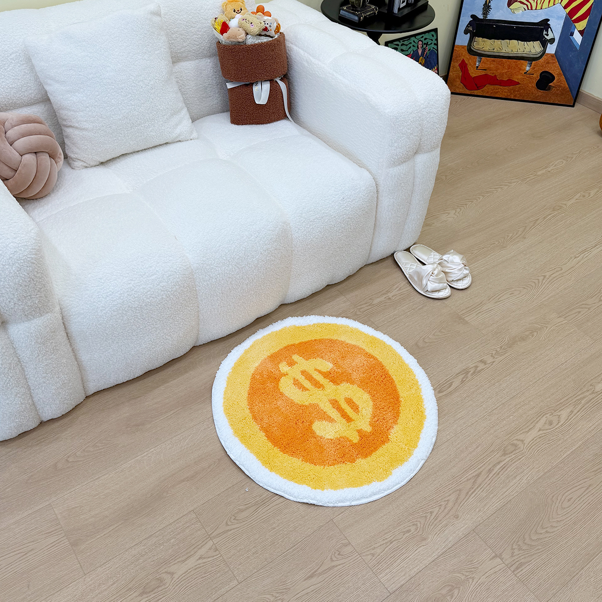 Gold Coins Tufting Rug Bathroom Mat Cartoon Bathmat Rug Carpet Entrance Doormat Floor Anti Slip Foot Pad Aesthetic Home Decor