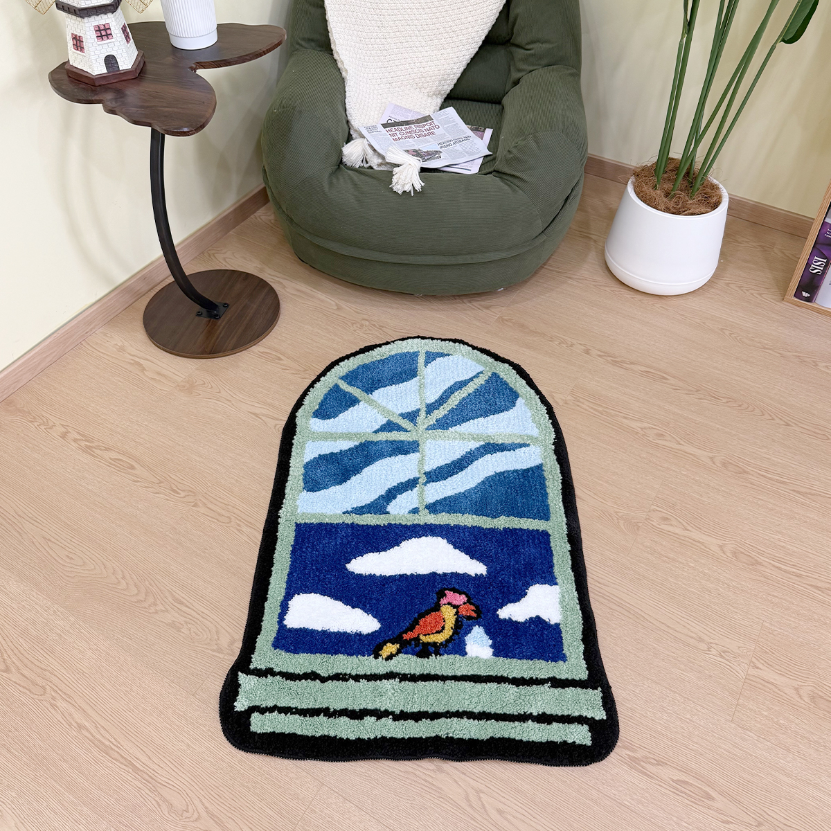 American Style Window Tufted Rug Household Bedroom Bedside Mat Creative Blanket Thickened Washable Flocking Non-Slip Floor Mat