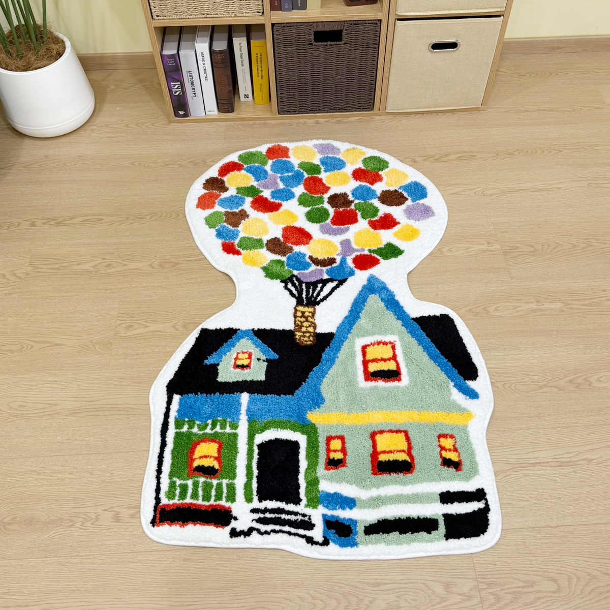 Colorful Balloon House Tufted Area Rug Bedroom Mat Simple Aesthetic Kawaii Housewarming Gift Handmade Non-Slip Decorative Rug
