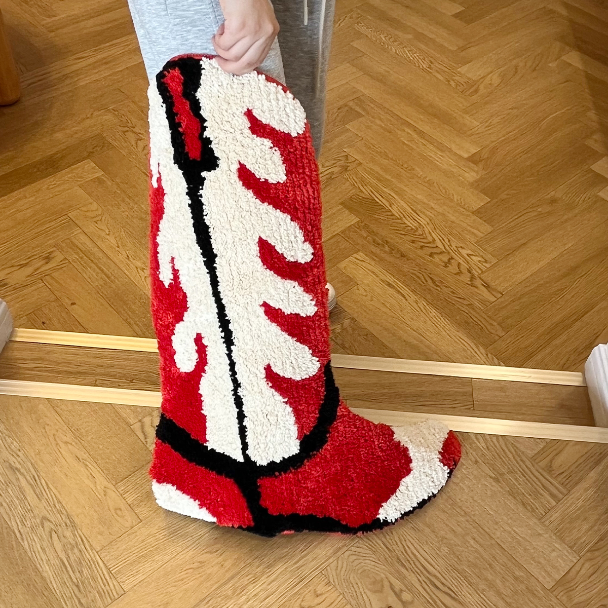 Cartoon Shoes Flocking Rug Cowboy Boots Shape Tufted Rug Home Decor Custom Housewarming Mat Non-slip Decoration Carpet Gift