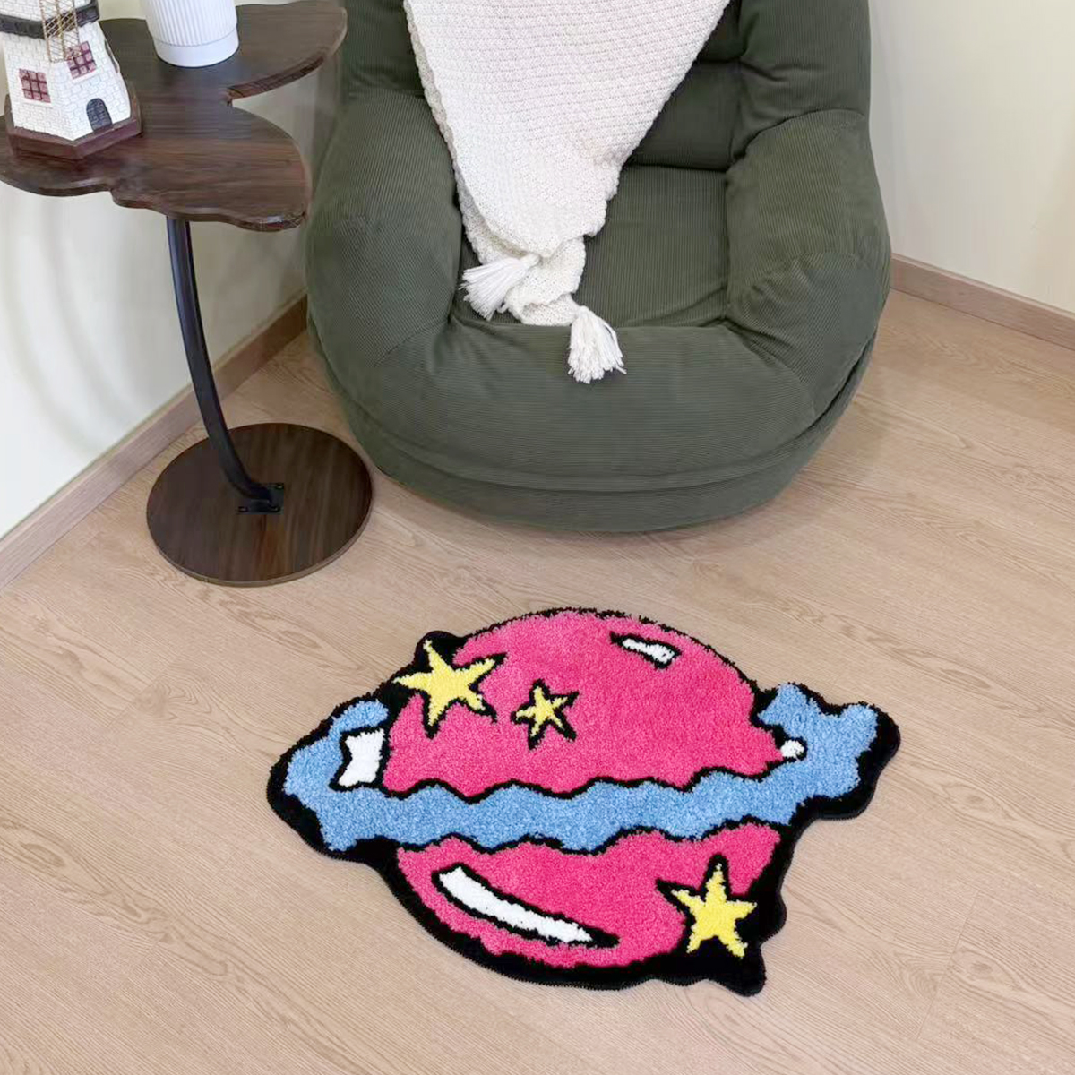 Hot Selling Pink Planet Tufted Rug Living Area Bedroom Flooring Mat Fluffy Washable Anti Slip Room Home Decor Nursery Carpet Pad