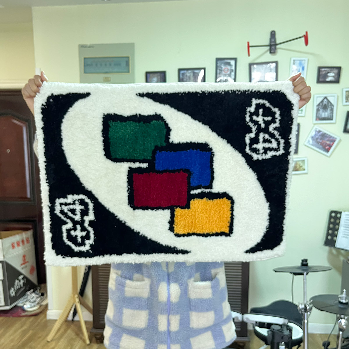 LAKEA Black Unio Card Rug for Girls Rooms Purple Handmade Tufted Rug for Birthday Gift Fluffy Tufted Rug Soft Rectangle Mat