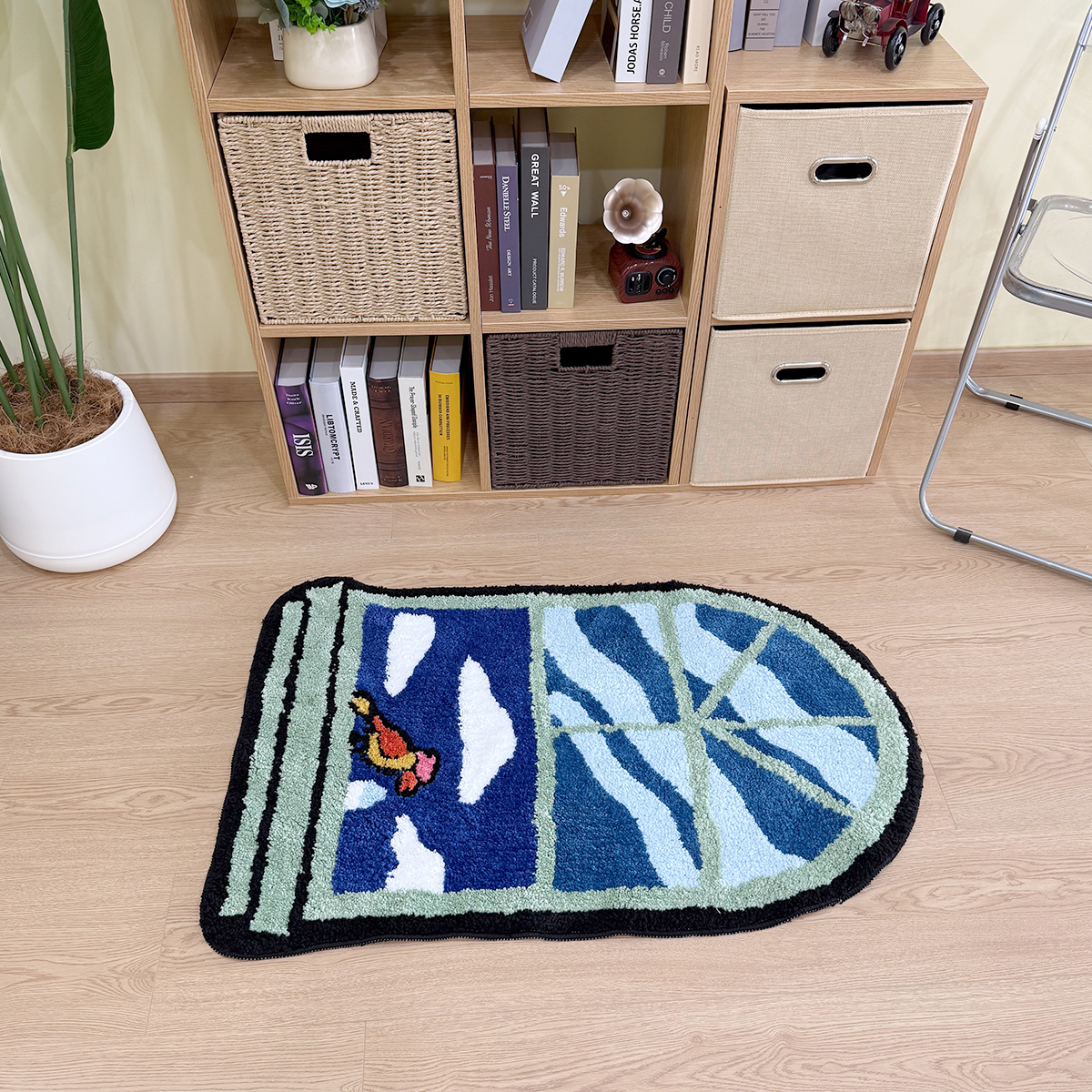 American Style Window Tufted Rug Household Bedroom Bedside Mat Creative Blanket Thickened Washable Flocking Non-Slip Floor Mat