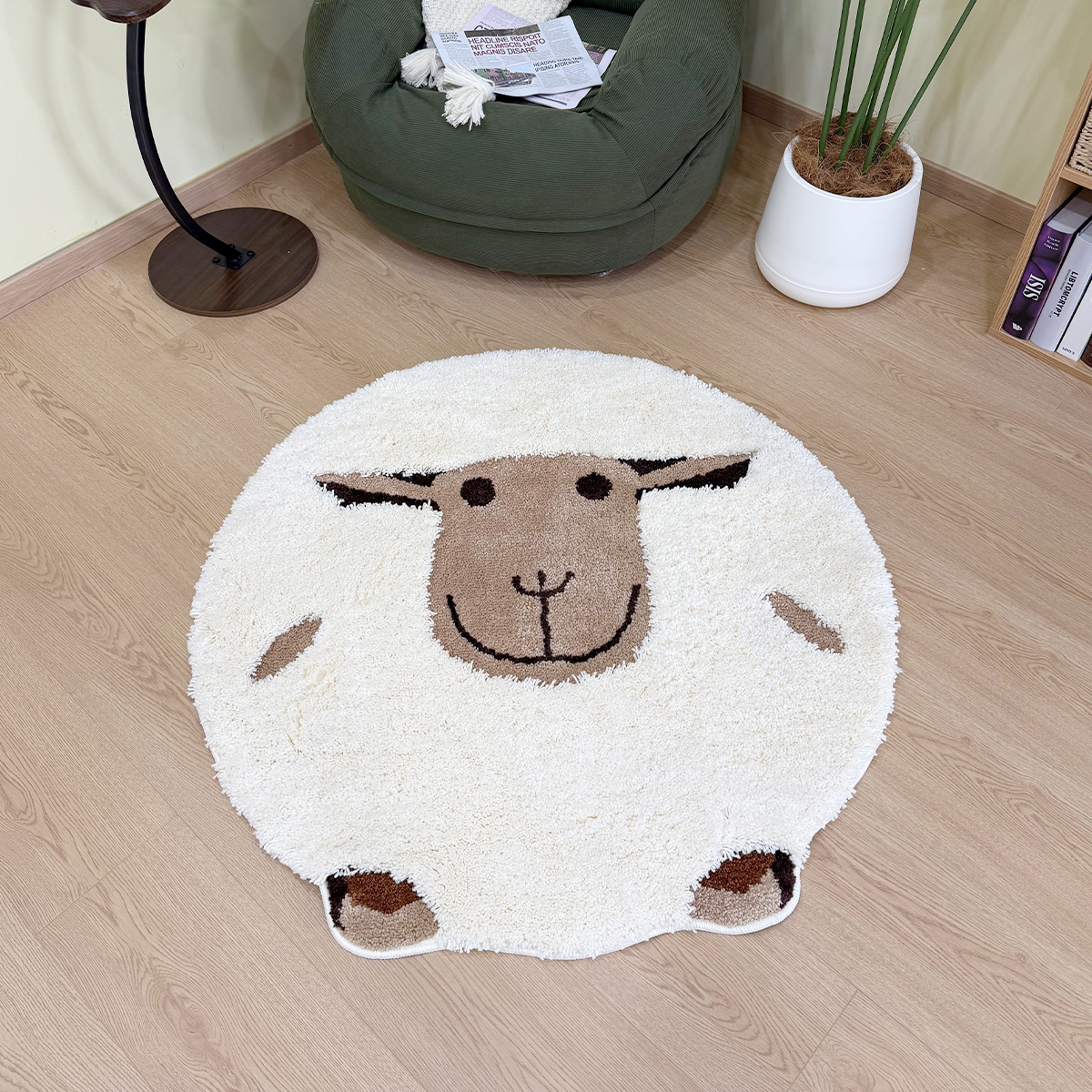 Cute Sheep Tufted Flocking Carpet Dormitory Mat Anti-slip Soft Floor Mat Bedroom Cartoon Fluffy Bedside Rug Fans Gift Home Decor