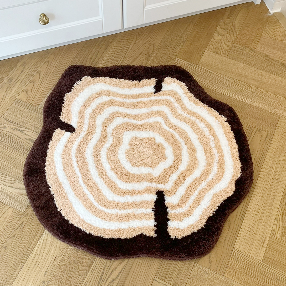 Tree Stump Annual Ring Shape Tufted Rug Bedroom Rug Irregular Cartoon Kid Room Playmat Carpet Bathroom Foot Pad Bath Mat Doormat