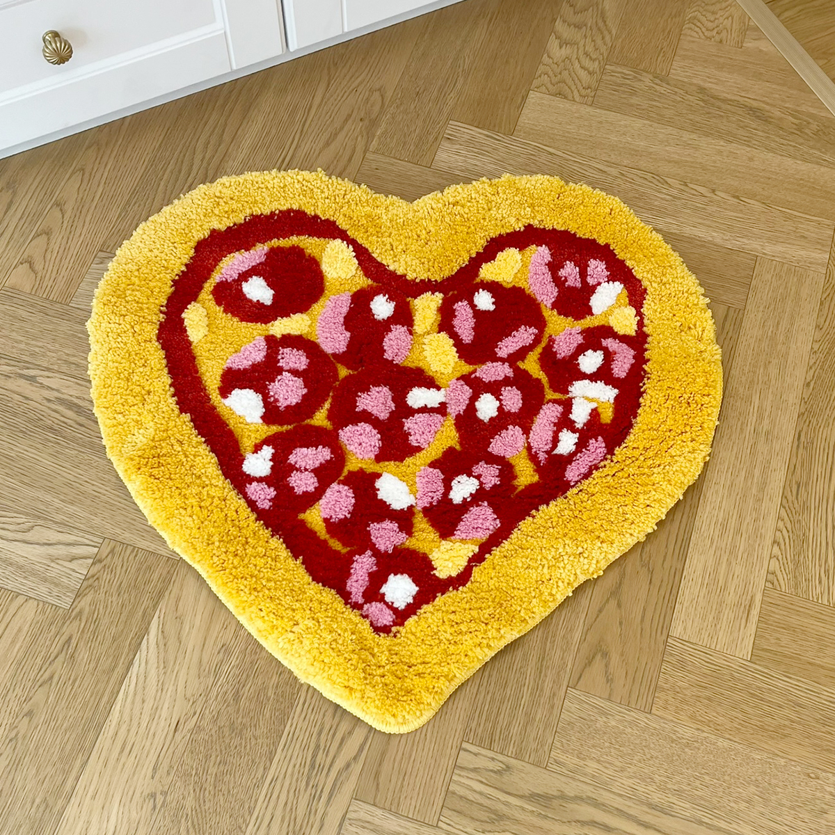 Delicious Love Pizza Tufted Rug Living Room Carpet Soft Fluffy Cartoon Fastfood Bedroom Mat Flocked Pad Anti-slip Rug Home Nurse