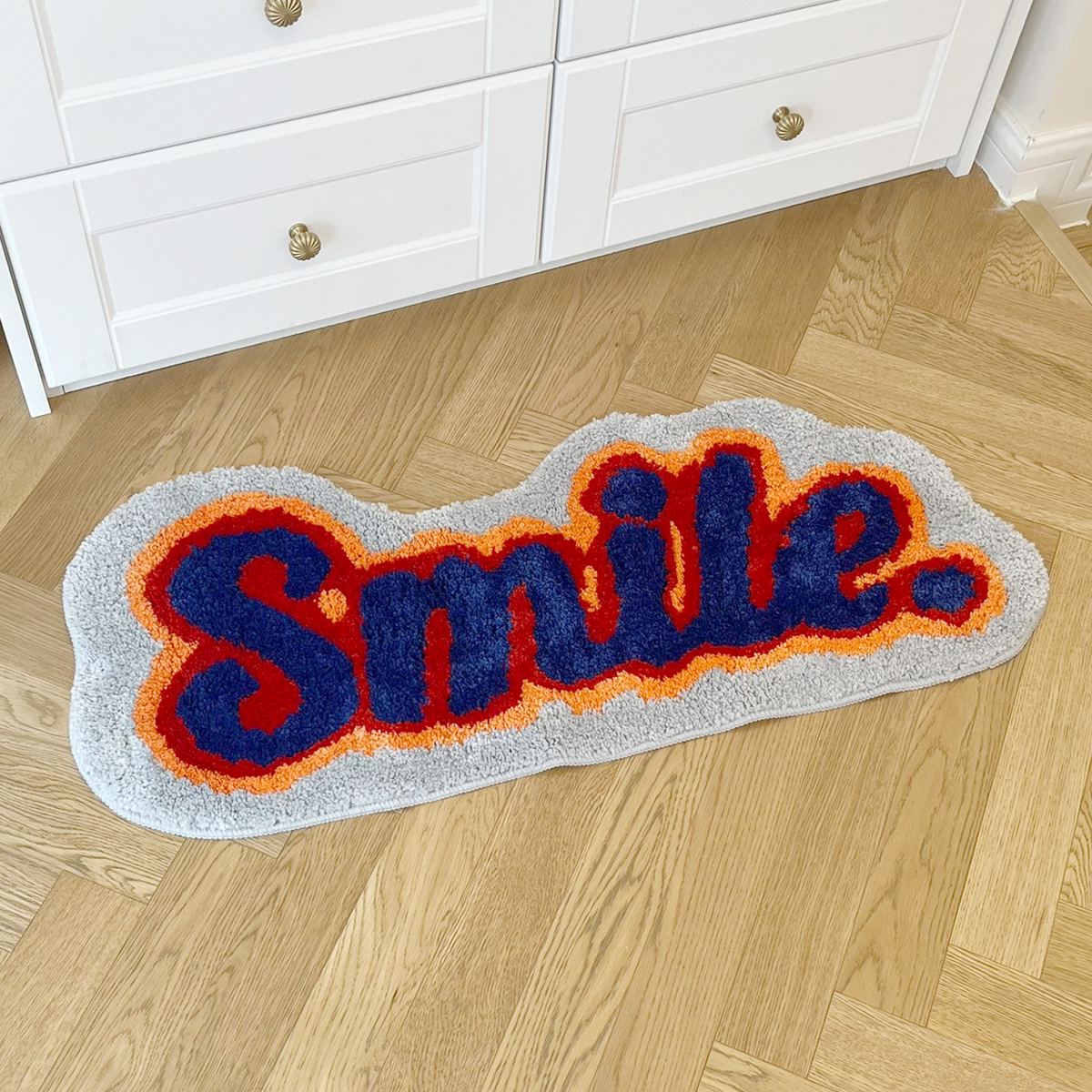 Letter Element Smile Flocking Rug Soft Plushy Clouds Mat Carpet Bathroom Floor Pad Bedroom Doormat Aesthetic Home Room Winter