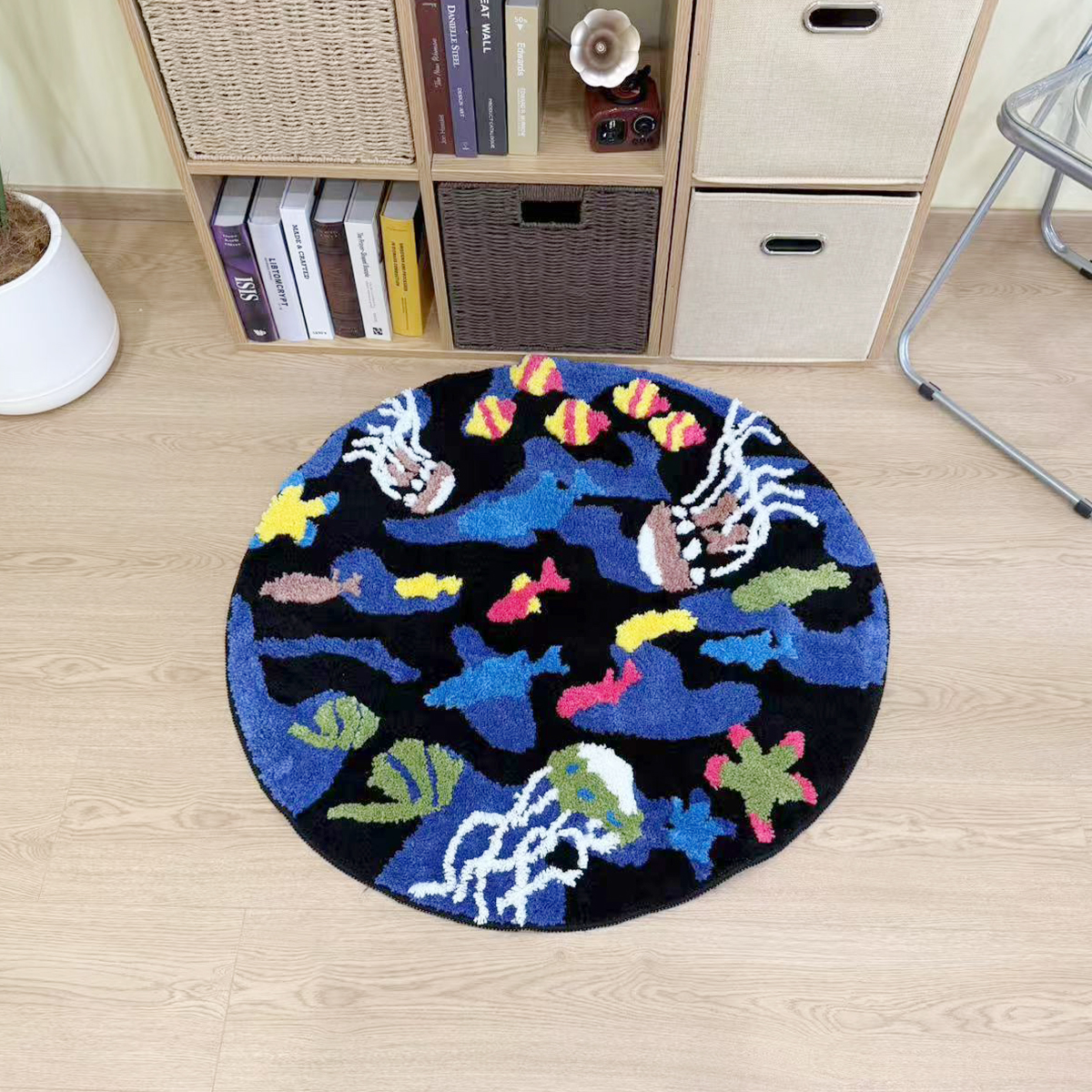 Underwater World Marine Organism Blue Tufted Rug Mat Soft Living Room Carpet Bathroom Area Floor Pad Bedroom Doormat Aesthetic