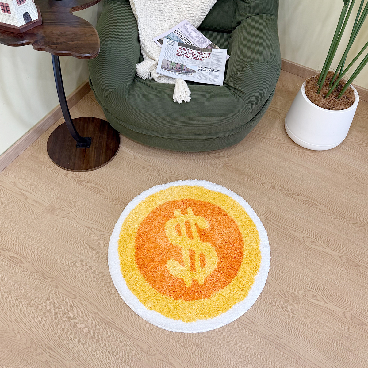 Gold Coins Tufting Rug Bathroom Mat Cartoon Bathmat Rug Carpet Entrance Doormat Floor Anti Slip Foot Pad Aesthetic Home Decor