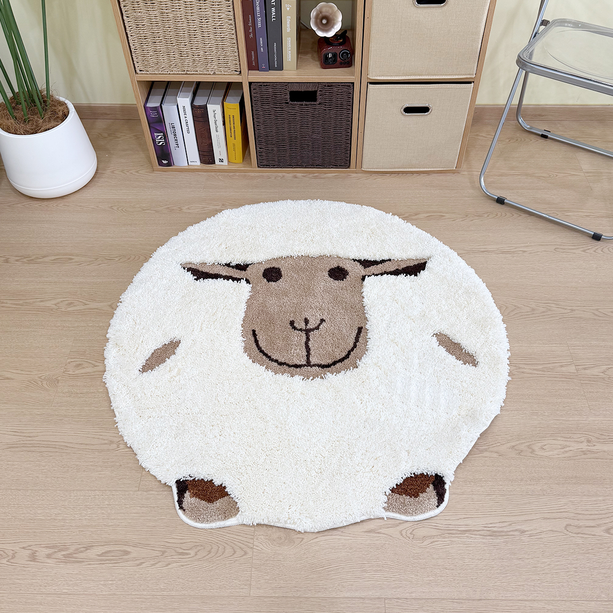 Cute Sheep Tufted Flocking Carpet Dormitory Mat Anti-slip Soft Floor Mat Bedroom Cartoon Fluffy Bedside Rug Fans Gift Home Decor