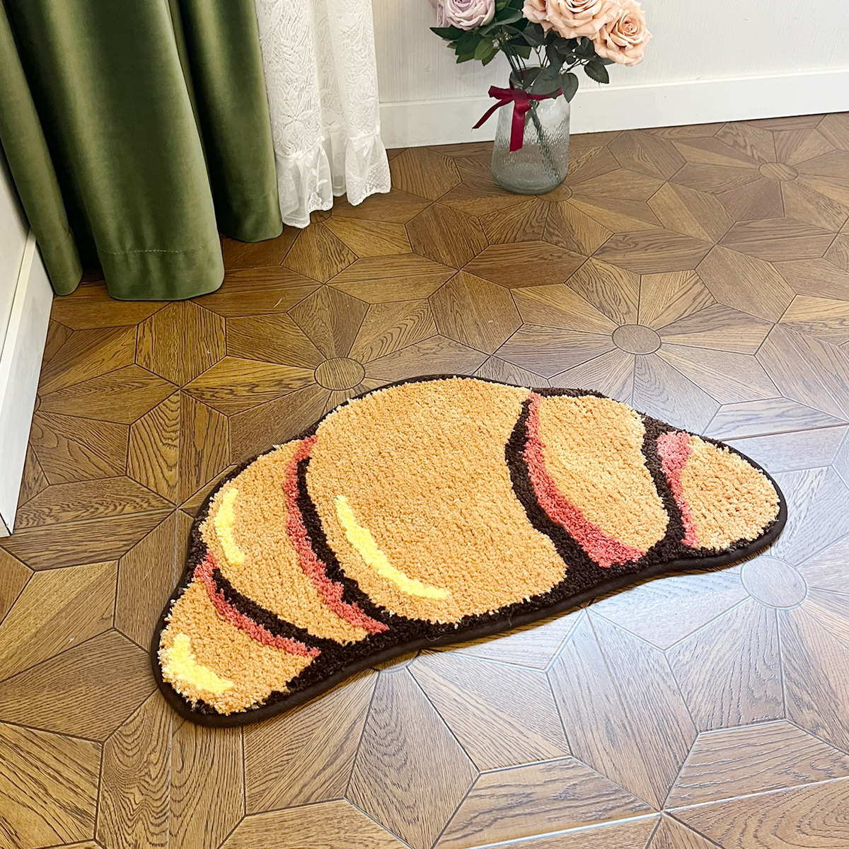 LAKEA Croissant Shape Carpets for Living Bath Room Fluffy Bread Rug Home Warm Decoration Accessories Anti-Slip Floor Safety Mat