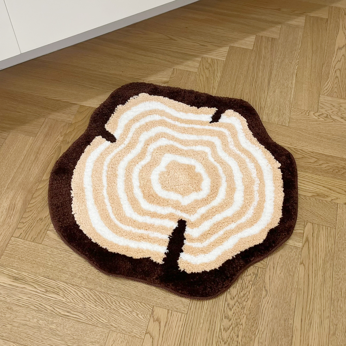 Tree Stump Annual Ring Shape Tufted Rug Bedroom Rug Irregular Cartoon Kid Room Playmat Carpet Bathroom Foot Pad Bath Mat Doormat