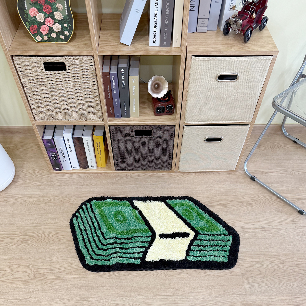 Cartoon Dollar Green Tufted Rug Bathroom Mat Bathmat Rug Carpet Entrance Doormat Floor Anti Slip Foot Pad Aesthetic Home Decor