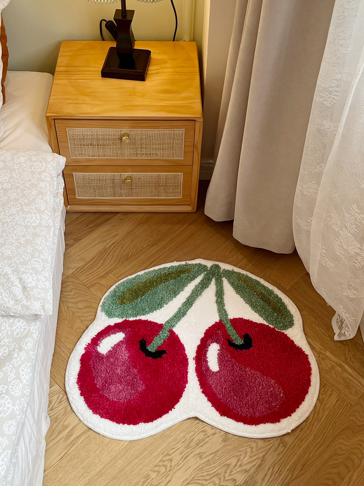  Cherry Handmade Tufting Rug Door Mat Soft Fluffy Room Bedsize Rug Absorbent Non-slip Washable Bathroom Floor Mats Doormat