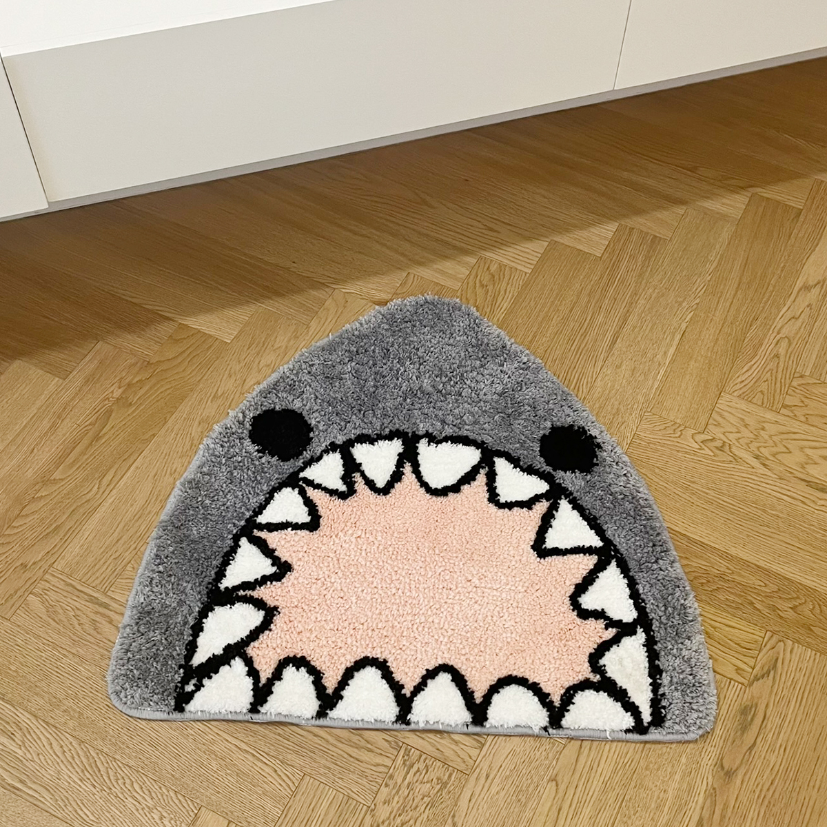 Grey Kawaii Tufting Shark Bathroom Mat Soft Cartoon Pad Carpet Anti-slip Doormat Rug Home Nursery Decor Flocking Plush Floor Mat