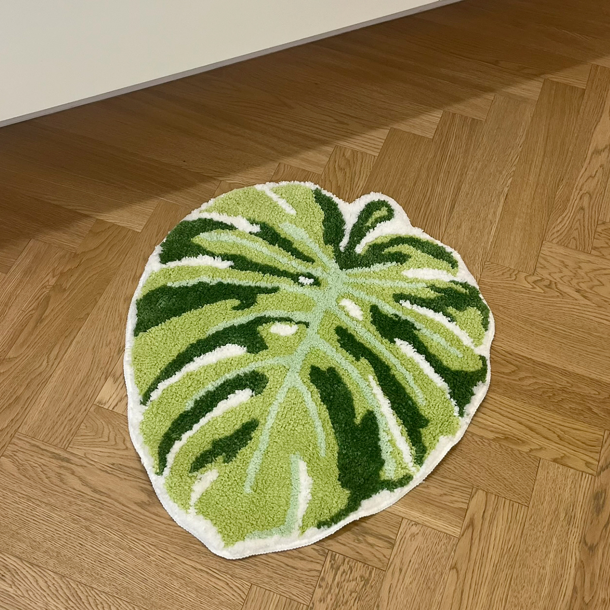 Green Leaf Monstera Tufting Rug Flocking Mat Shaggy Rug Bathmat Bathroom Rug Carpet Function Entrance Floor Anti Slip Pad